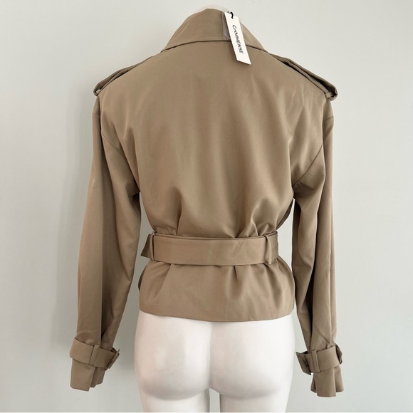 COMMENSE Double-Breasted Belted Trench Coat, Khaki XS - Picture 11 of 14